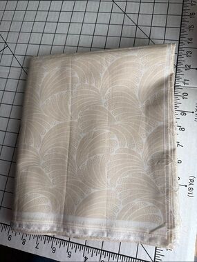 Vintage 3 Yard Cream Ivory Art Deco Fan Quilting Cotton Fabric 42” Tone-on-Tone